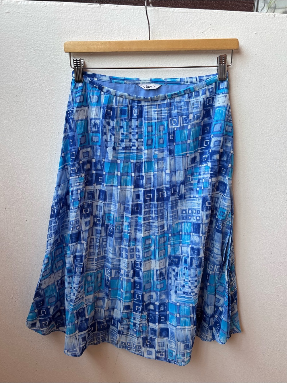 Y2K Lace Blue Geometric A-Line Women's Skirt